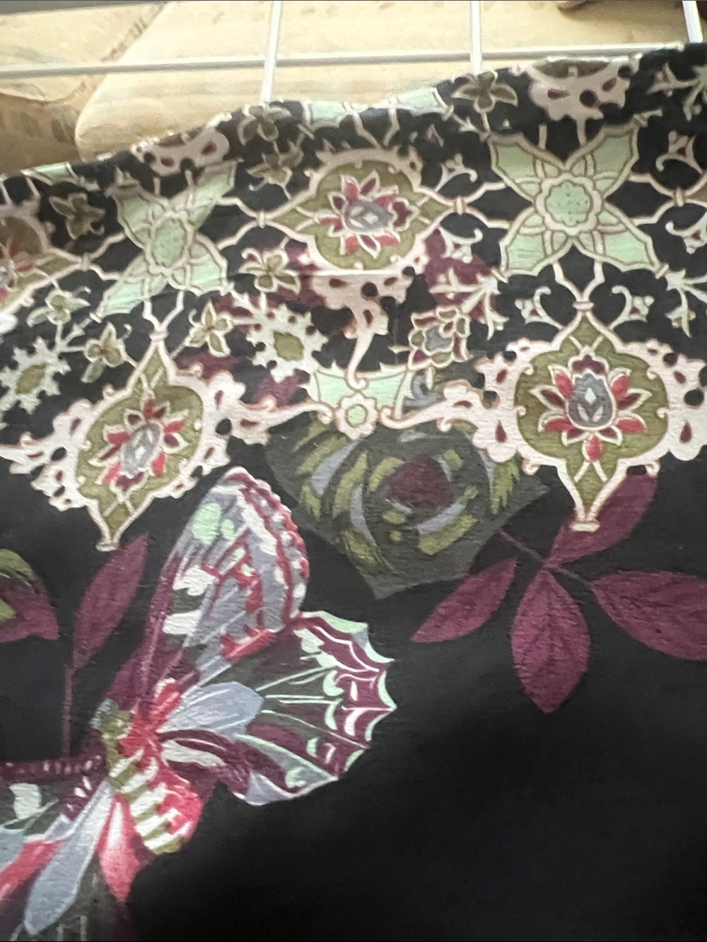 Citron Black Floral & Butterfly Tunic with Lace-Print Sleeves - Picture 6 of 6